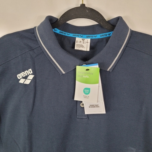 Arena Men's Team Polo Shirt Navy Blue Size XXL 2XL Cotton New With Tags - Picture 2 of 5